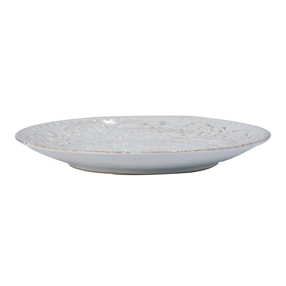 A&B Home 11" Bundle of 396 Rustic Flare Plate Antiqued White Dinner Plate