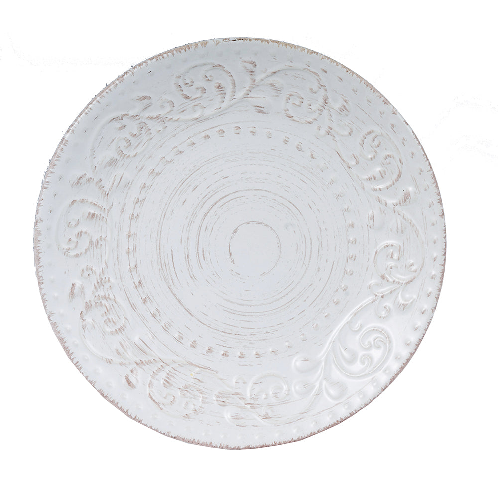 A&B Home 11" Bundle of 396 Rustic Flare Plate Antiqued White Dinner Plate