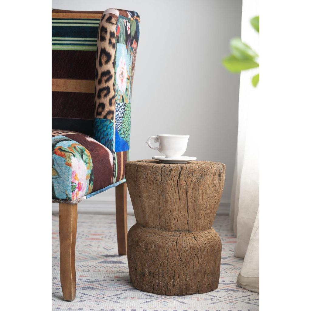 A&B Home 11" x 14" Bundle of 15 Round Wood Antique Design Pedestal Stool