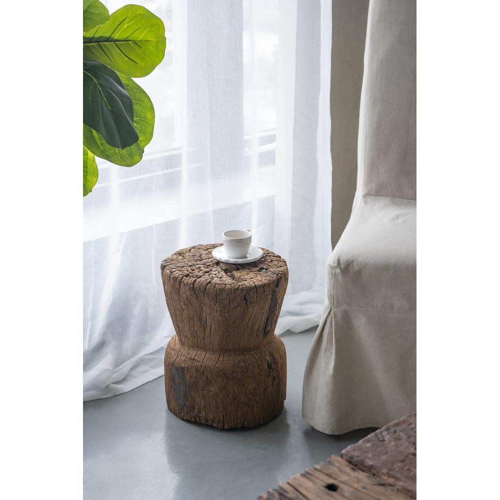 A&B Home 11" x 14" Bundle of 15 Round Wood Antique Design Pedestal Stool