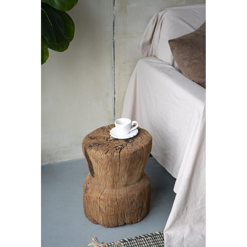 A&B Home 11" x 14" Bundle of 15 Round Wood Antique Design Pedestal Stool