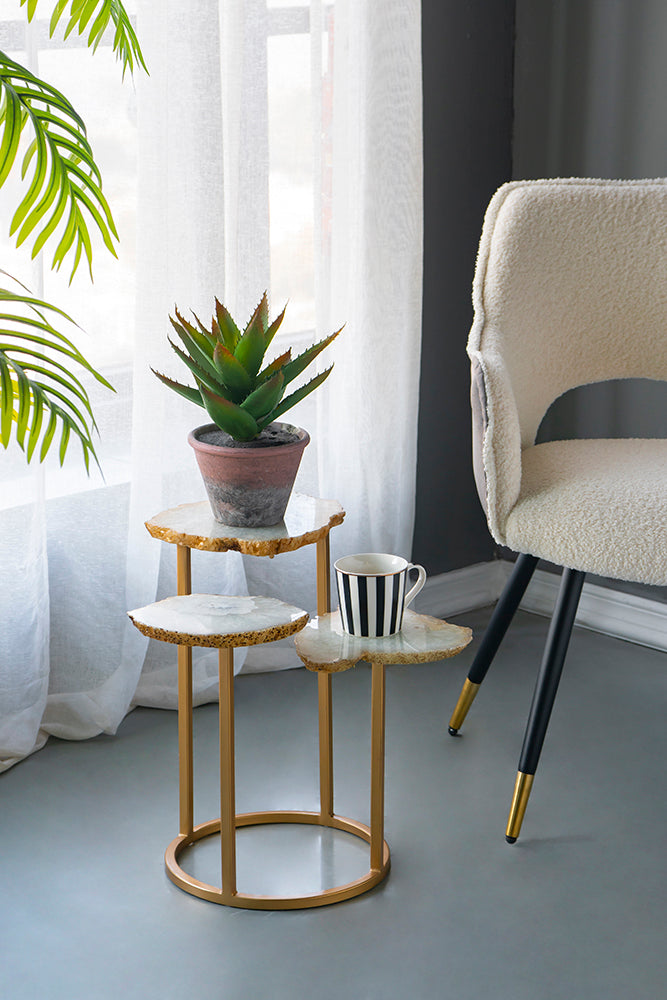 A&B Home 12" x 18" Gold Frame With 3 Round Tabletops Side Table