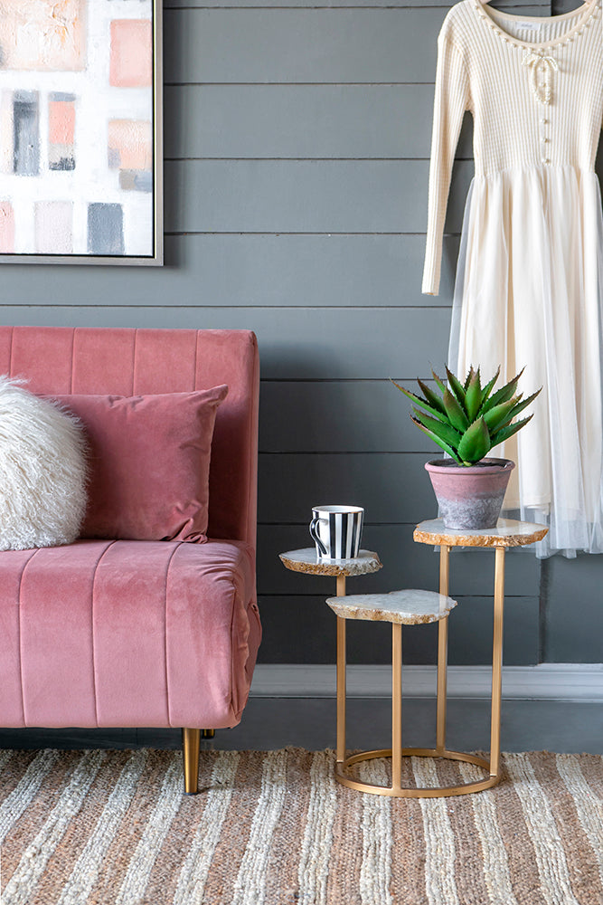 A&B Home 12" x 18" Gold Frame With 3 Round Tabletops Side Table