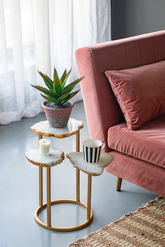 A&B Home 12" x 18" Gold Frame With 3 Round Tabletops Side Table