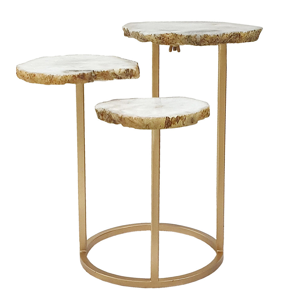 A&B Home 12" x 18" Gold Frame With 3 Round Tabletops Side Table