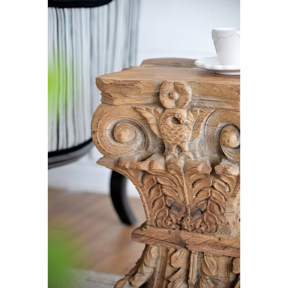 A&B Home 12" x 19" Bundle of 10 Square Wood and Gray Carved Design Pedestal Stool