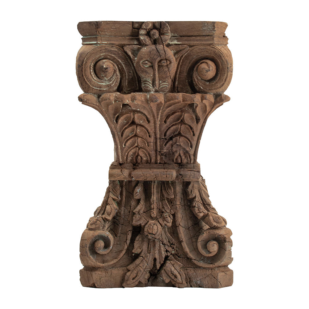 A&B Home 12" x 19" Bundle of 10 Square Wood and Gray Carved Design Pedestal Stool