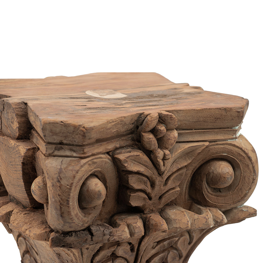 A&B Home 12" x 19" Bundle of 10 Square Wood and Gray Carved Design Pedestal Stool