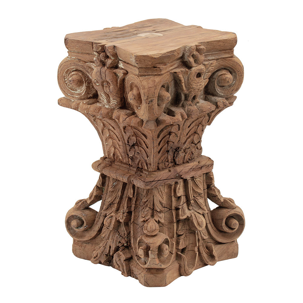 A&B Home 12" x 19" Bundle of 10 Square Wood and Gray Carved Design Pedestal Stool