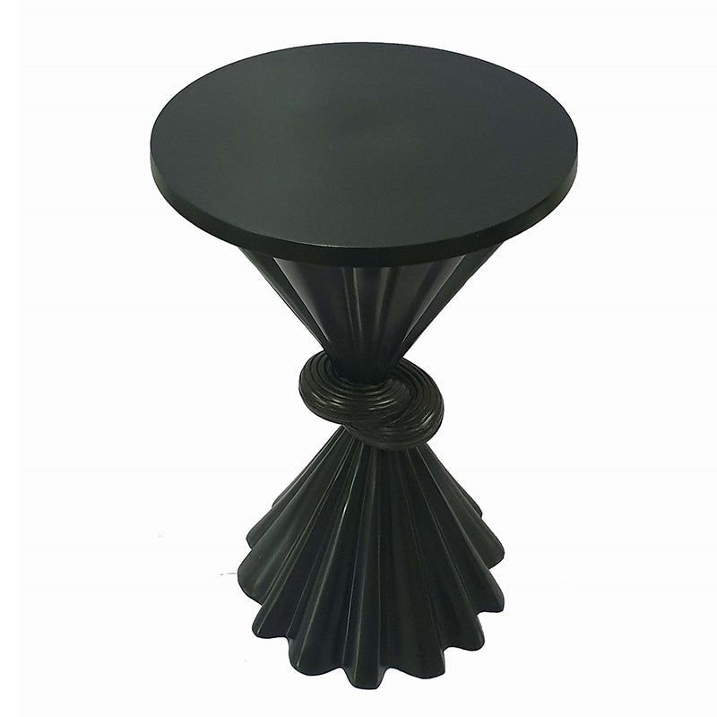 A&B Home 12" x 19" Bundle of 8 Round Black Knotted Design Side Table
