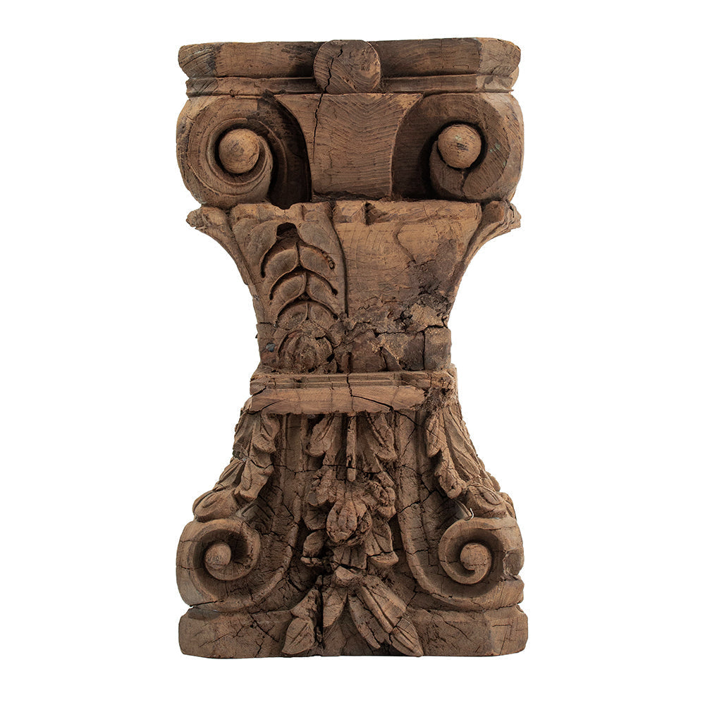 A&B Home 12" x 19" Bundle of 9 Square Wood and Gray Carved Design Pedestal Stool