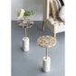 A&B Home 12" x 24" Bundle of 8 Round Gold Agate Brass Side Table With Cylindrical Marble Base