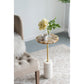A&B Home 12" x 24" Bundle of 8 Round Gold Agate Brass Side Table With Cylindrical Marble Base