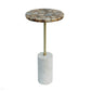 A&B Home 12" x 24" Bundle of 8 Round Gold Agate Brass Side Table With Cylindrical Marble Base