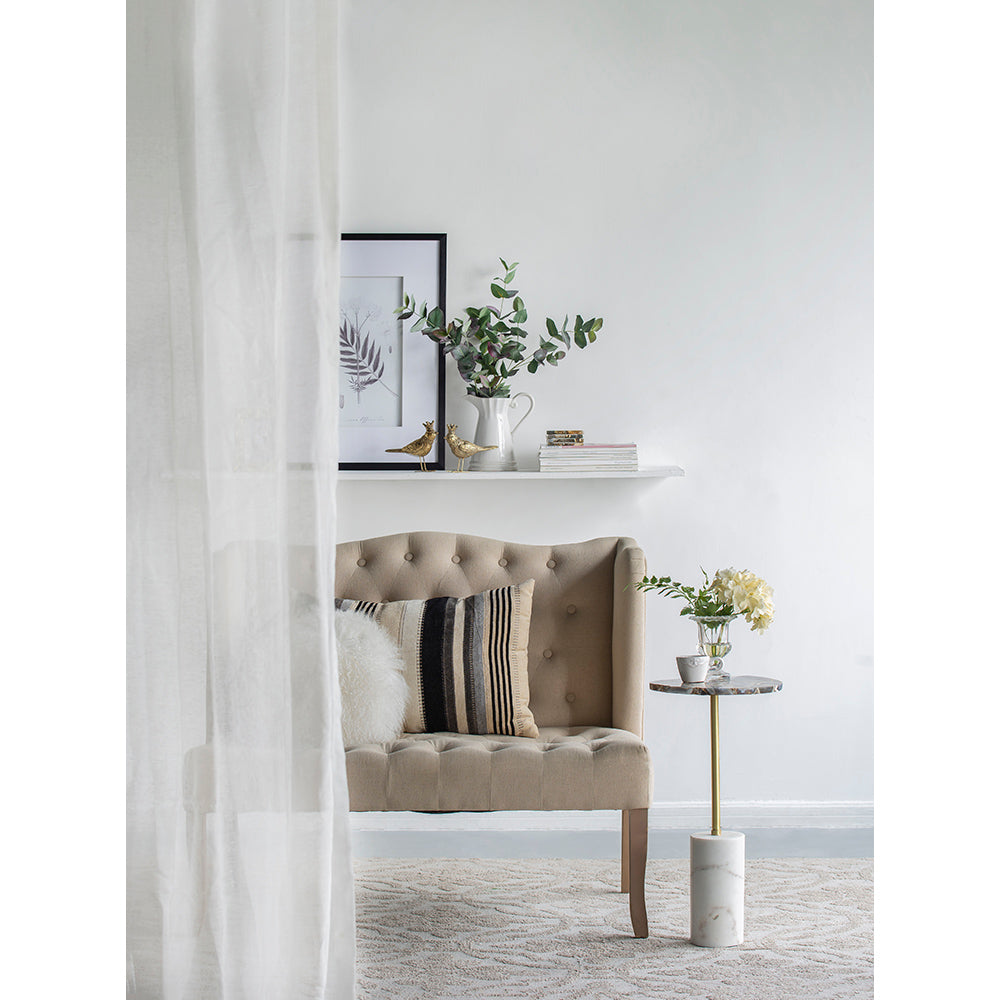 A&B Home 12" x 24" Bundle of 9 Black Agate Brass Side Table With Cylindrical Marble Base