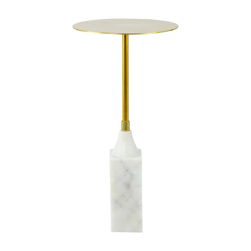 A&B Home 12" x 25" Bundle of 20 Round Gold Tabletop With White Marble Base End Table