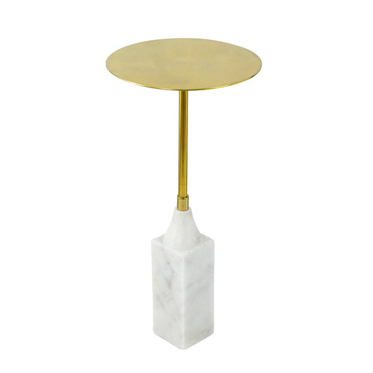 A&B Home 12" x 25" Bundle of 20 Round Gold Tabletop With White Marble Base End Table