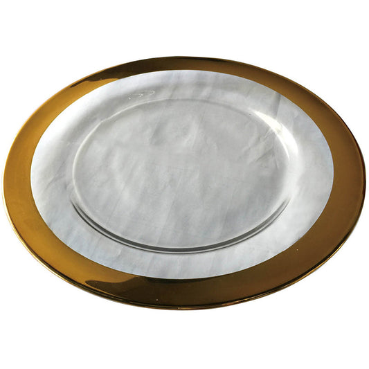 A&B Home 13" Bundle of 103 Wide Gold Banded Rim Glass Charging Plate