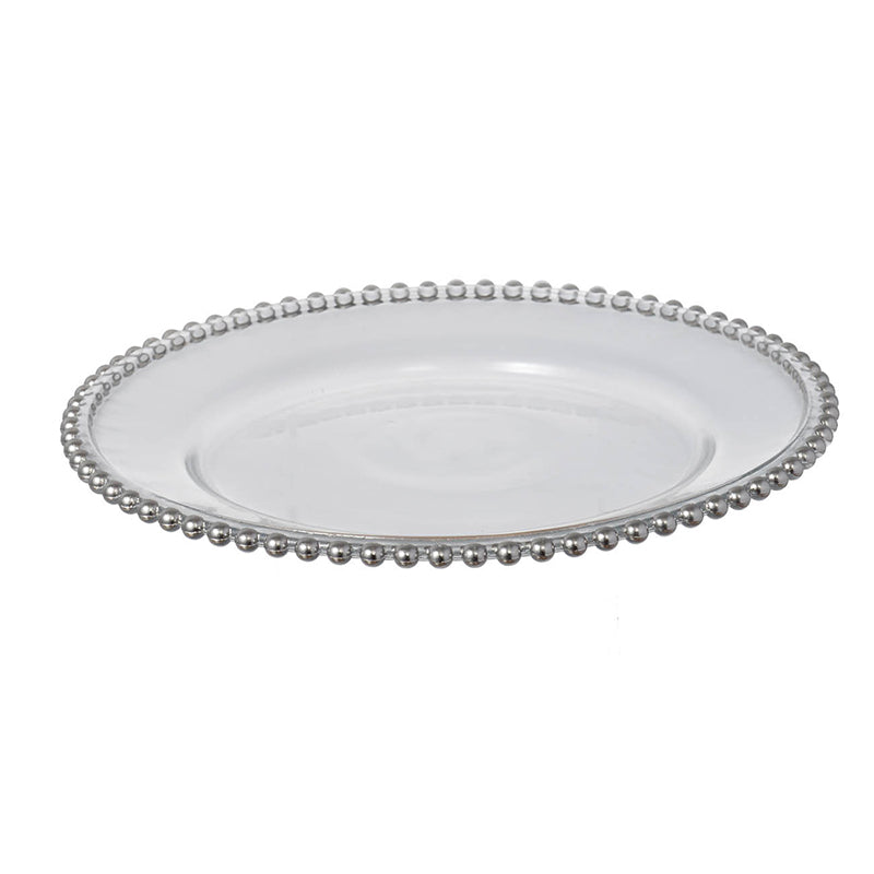 A&B Home 13" Bundle of 115 Round Silver Beaded Rim Glass Charging Plate