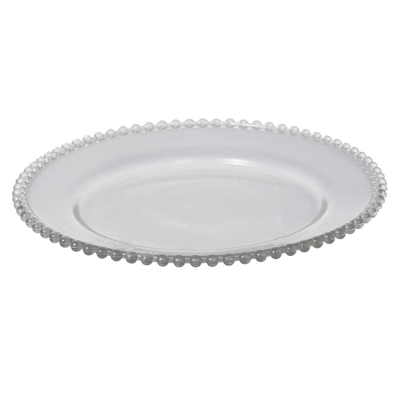 A&B Home 13" Bundle of 115 Round White Beaded Rim Glass Charging Plate