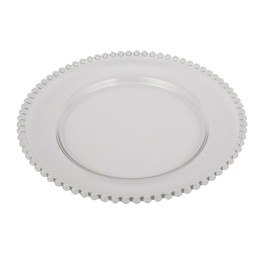 A&B Home 13" Bundle of 115 Round White Beaded Rim Glass Charging Plate