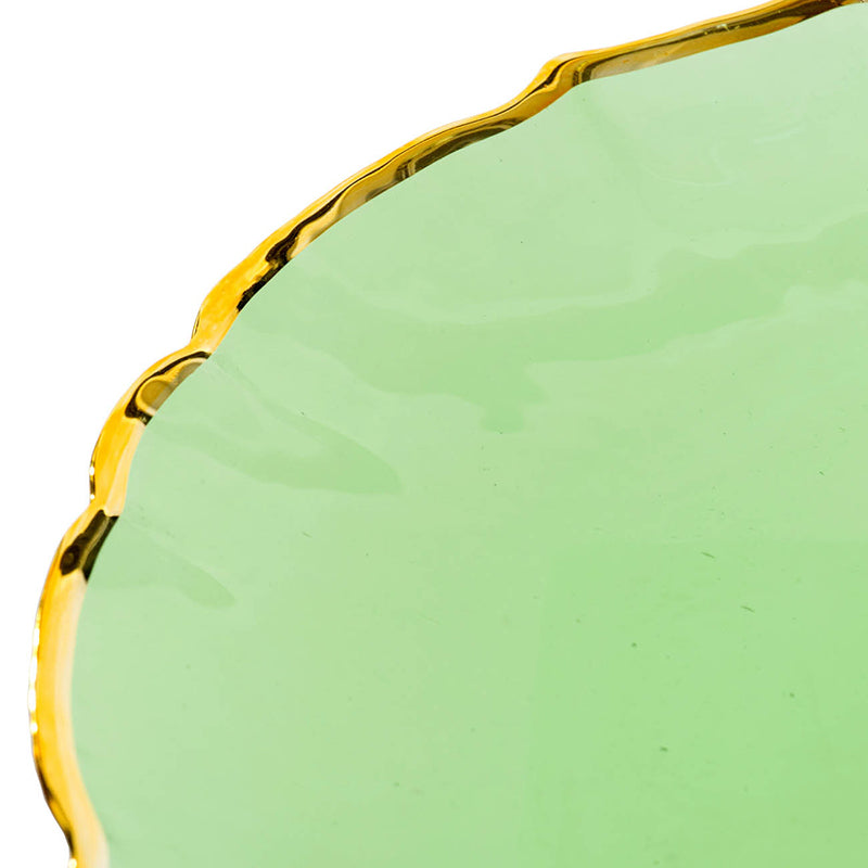 A&B Home 13" Bundle of 60 Green Glass With Gold Metallic Irregular Edge Charging Plate