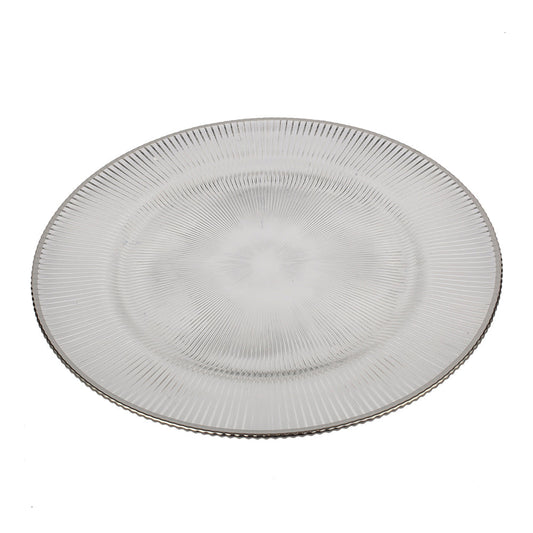 A&B Home 13" Bundle of 86 Silver Rim Glass Charging Plate