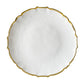 A&B Home 13" Bundle of 86 White Glass With Gold Metallic Irregular Edge Charging Plate