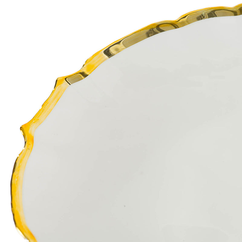 A&B Home 13" Bundle of 86 White Glass With Gold Metallic Irregular Edge Charging Plate