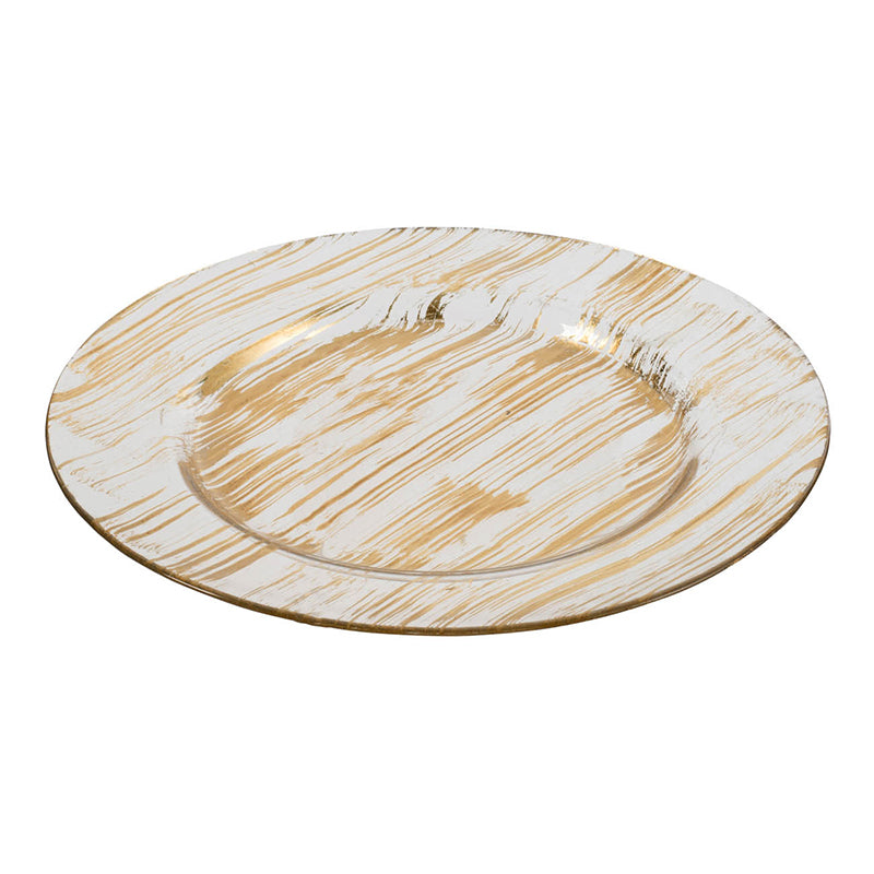 A&B Home 13" Bundle of 94 Gold Brushed Pattern Glass Charging Plate
