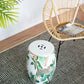 A&B Home 13" x 18" Bundle of 17 Round White Jungle Design Pedestal Stool