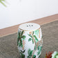 A&B Home 13" x 18" Bundle of 17 Round White Jungle Design Pedestal Stool