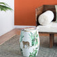 A&B Home 13" x 18" Bundle of 17 Round White Jungle Design Pedestal Stool