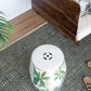 A&B Home 13" x 18" Bundle of 17 Round White Jungle Design Pedestal Stool