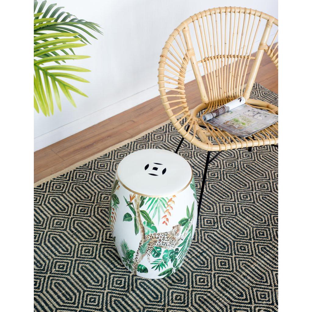 A&B Home 13" x 18" Bundle of 18 Round White Jungle Design Pedestal Stool