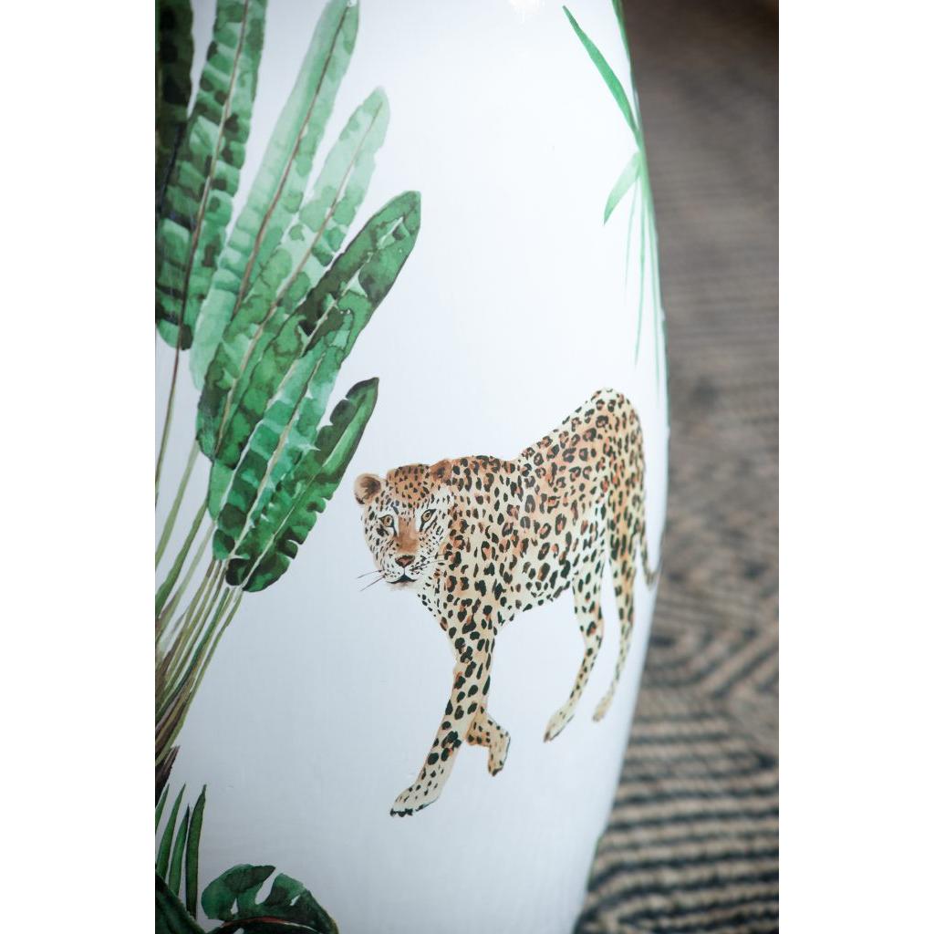 A&B Home 13" x 18" Bundle of 18 Round White Jungle Design Pedestal Stool