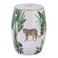 A&B Home 13" x 18" Bundle of 18 Round White Jungle Design Pedestal Stool