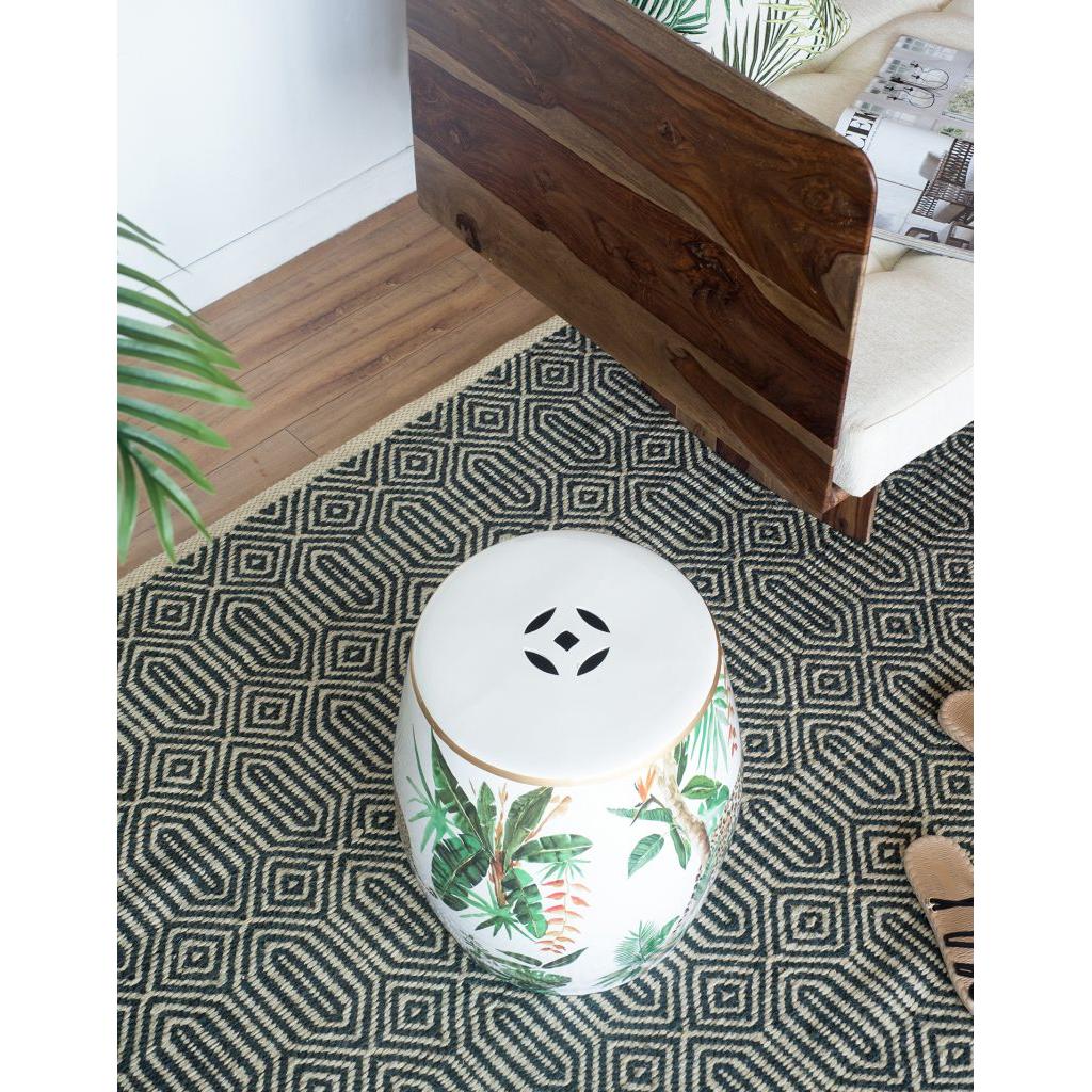 A&B Home 13" x 18" Bundle of 18 Round White Jungle Design Pedestal Stool