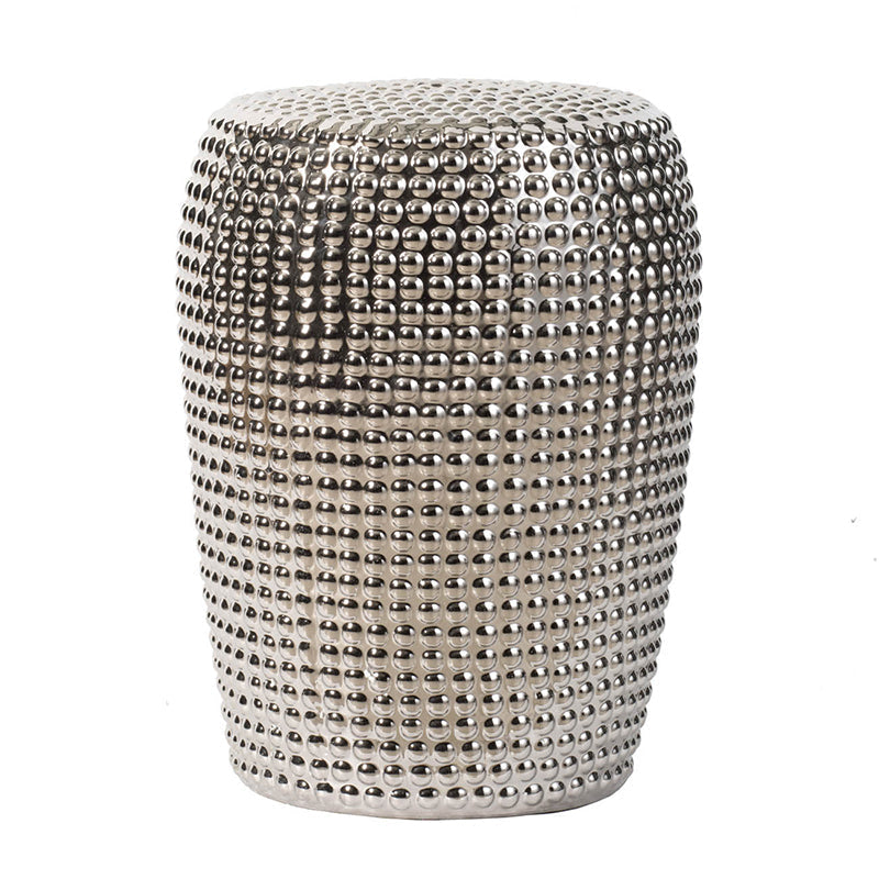 A&B Home 13" x 18" Bundle of 24 Round Silver Ceramic Glittering Design Pedestal Stool