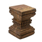 A&B Home 13" x 20" Bundle of 10 Organic Brown Carved Wooden Pillar Stool