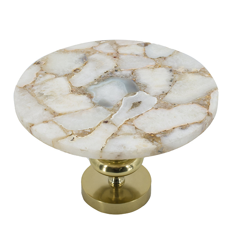 A&B Home 14" x 14" Bundle of 15 Agate Cake Stand With Gold Metal Base