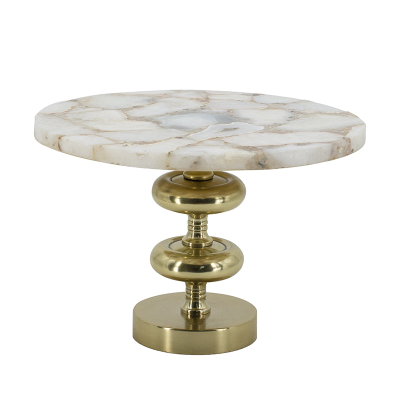 A&B Home 14" x 14" Bundle of 15 Agate Cake Stand With Gold Metal Base