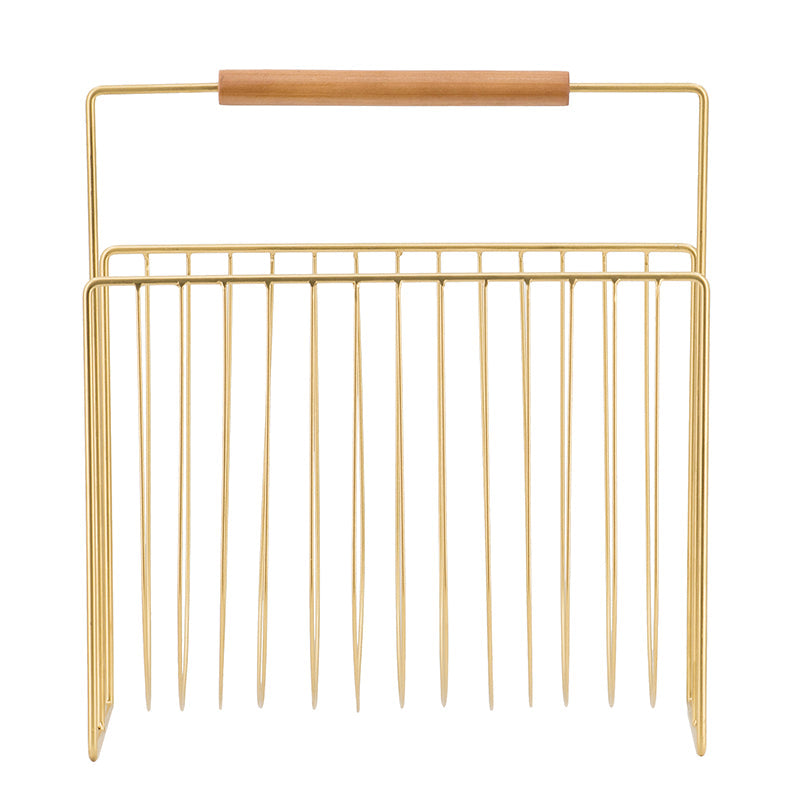 A&B Home 14" x 15" Bundle of 43 U-Shaped Gold Metal Magazine Rack With Wooden Handle