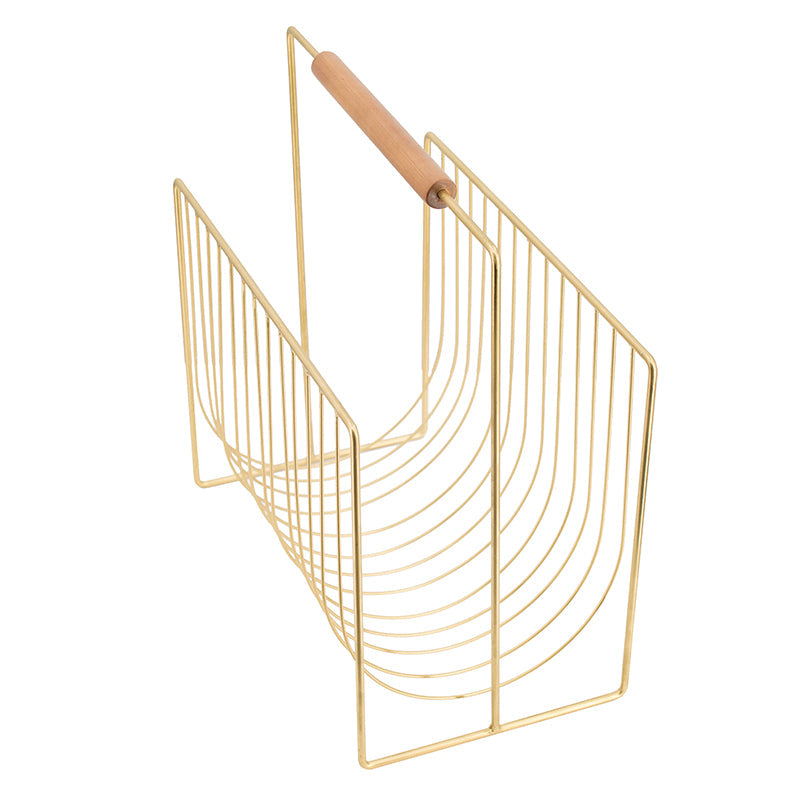 A&B Home 14" x 15" Bundle of 43 U-Shaped Gold Metal Magazine Rack With Wooden Handle