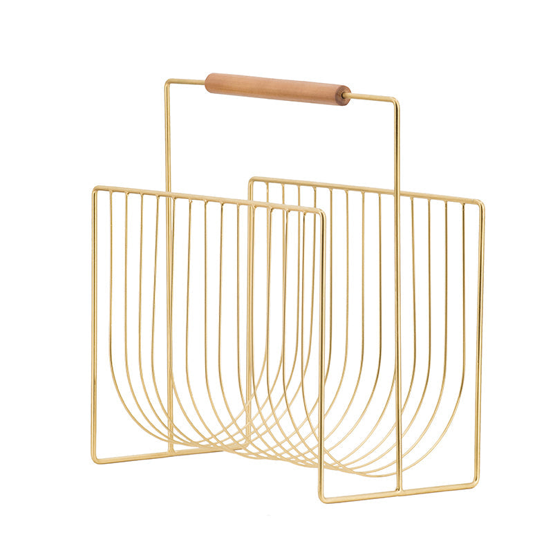 A&B Home 14" x 15" Bundle of 43 U-Shaped Gold Metal Magazine Rack With Wooden Handle