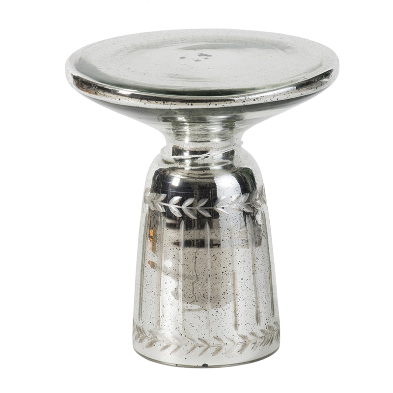 A&B Home 14" x 16" Bundle of 15 Round Polished Silver Tabletop With Glass Side Table