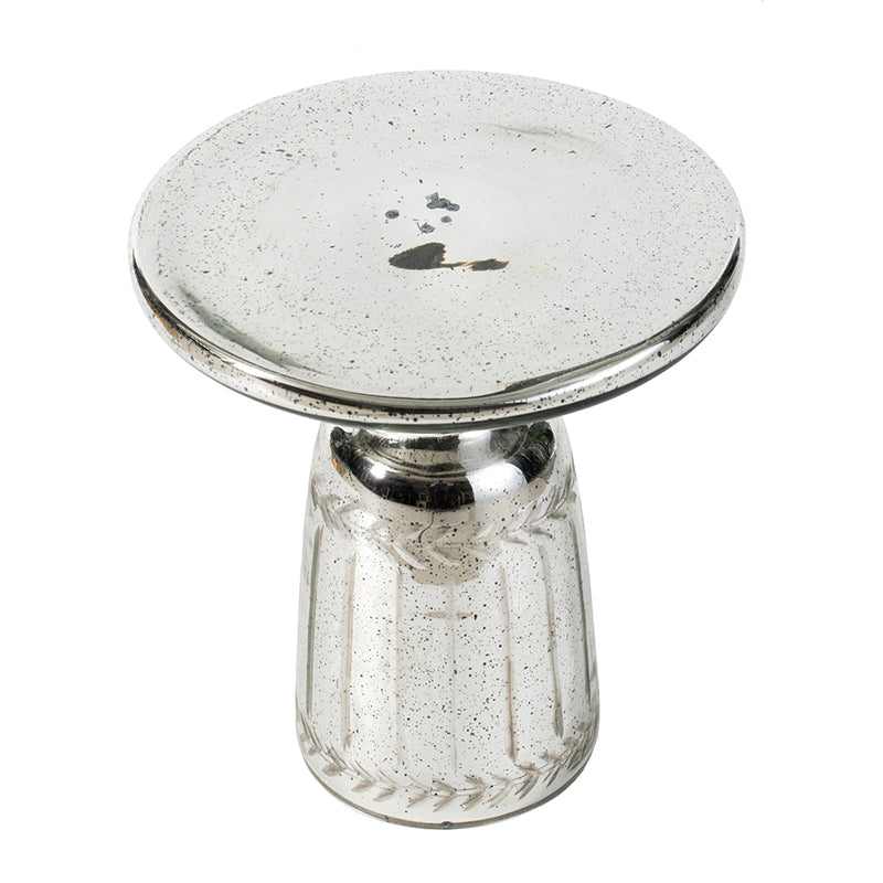 A&B Home 14" x 16" Bundle of 15 Round Polished Silver Tabletop With Glass Side Table