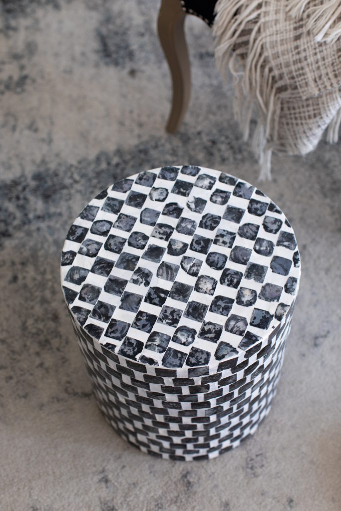 A&B Home 14" x 16" Bundle of 21 Round Black and White Mosaic Design Pedestal Stool