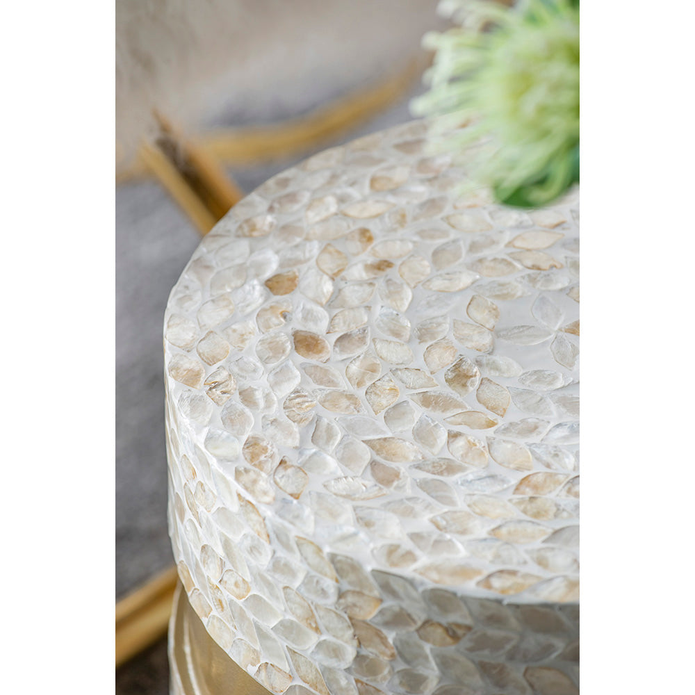 A&B Home 14" x 16" Bundle of 24 Round Cream Geometric Design Pedestal Stool