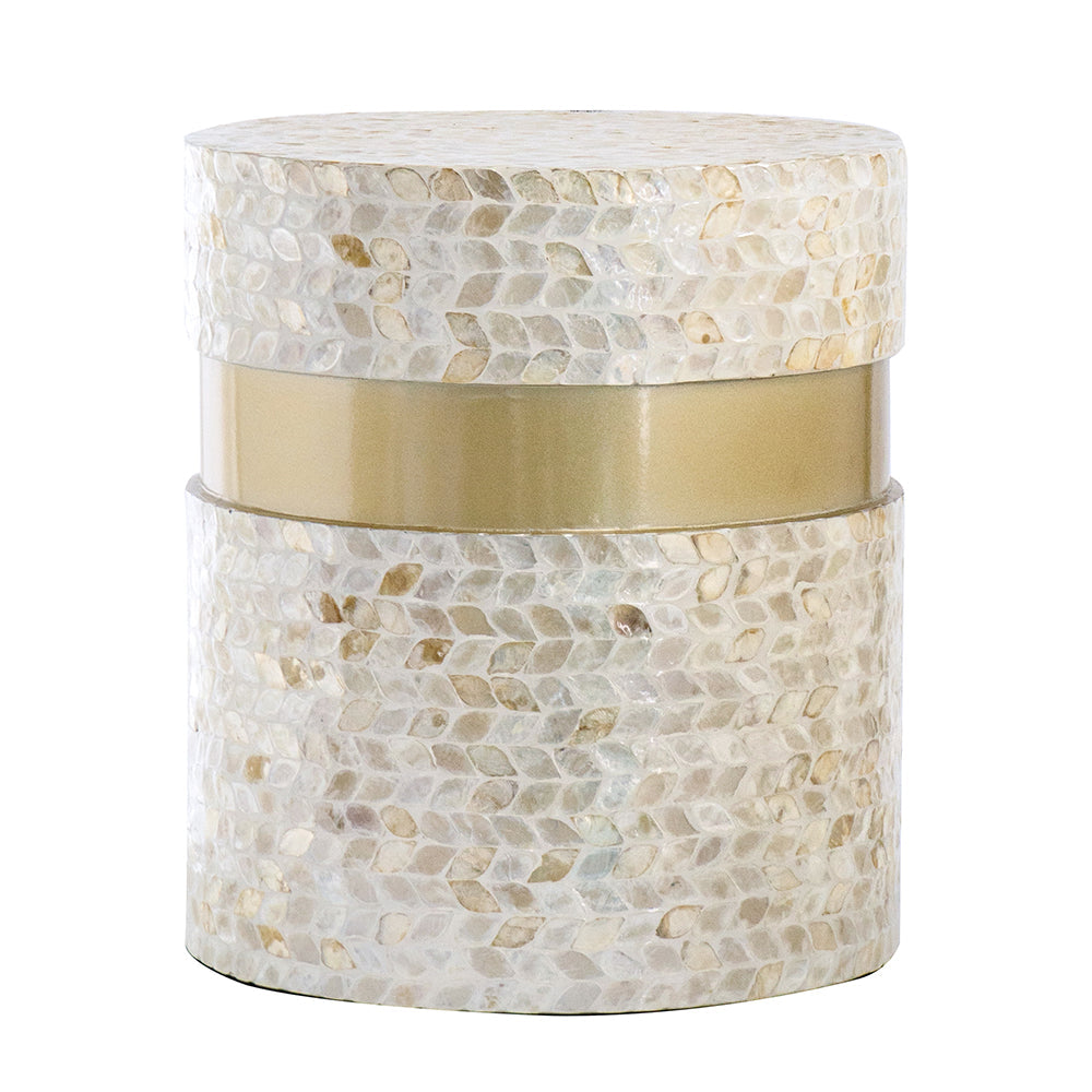 A&B Home 14" x 16" Bundle of 24 Round Cream Geometric Design Pedestal Stool